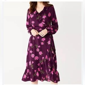 Draper James Plum and Pink Floral Midi Dress